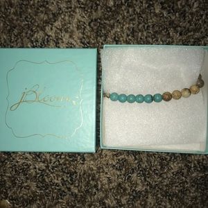 Crackle Teal and Tan Bracelet